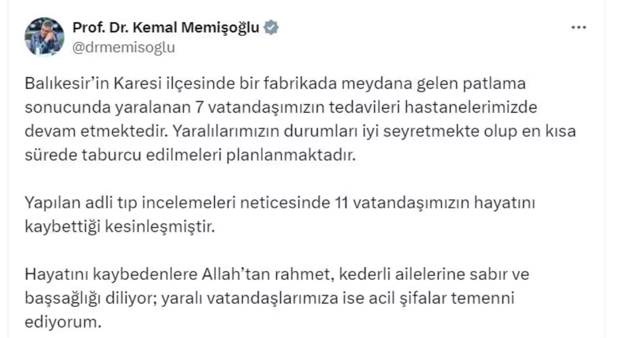 Bakan Memişoğlu: Yaralılarımızın Durumları İyi